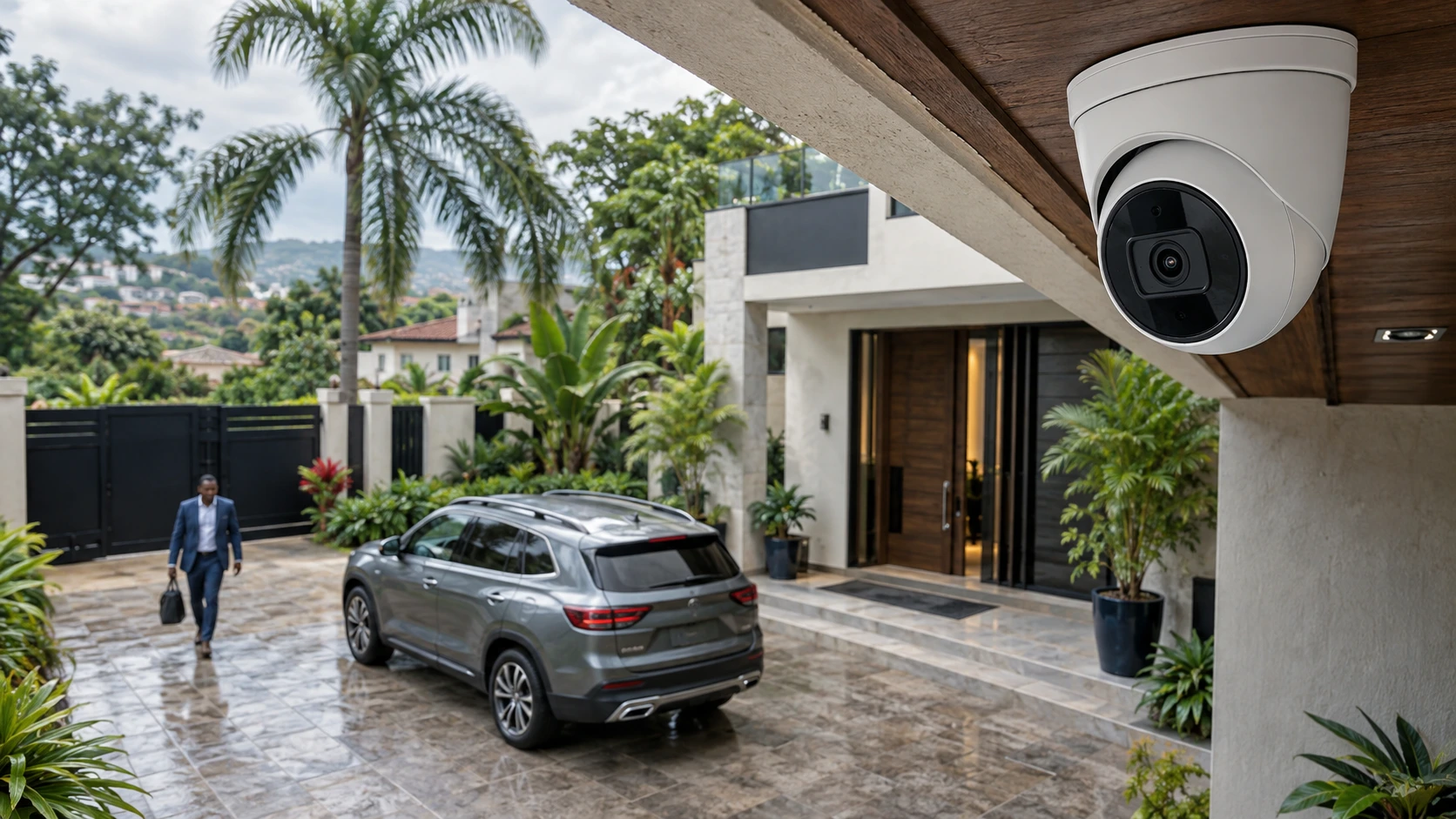 Caméra de vidéosurveillance à l’entrée d’une résidence